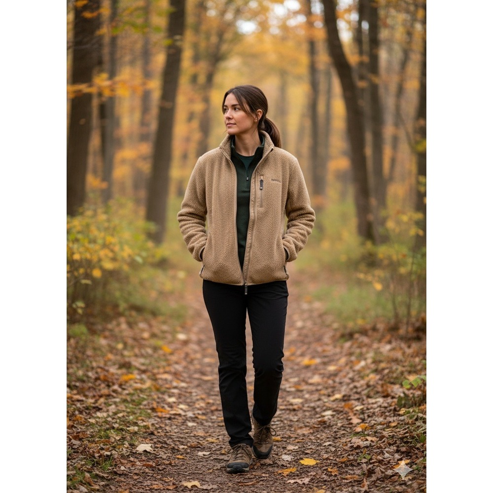 Denali Women's Size XL Fleece Jacket Zip Up Soft Sherpa Beige Coat Retro Outdoor